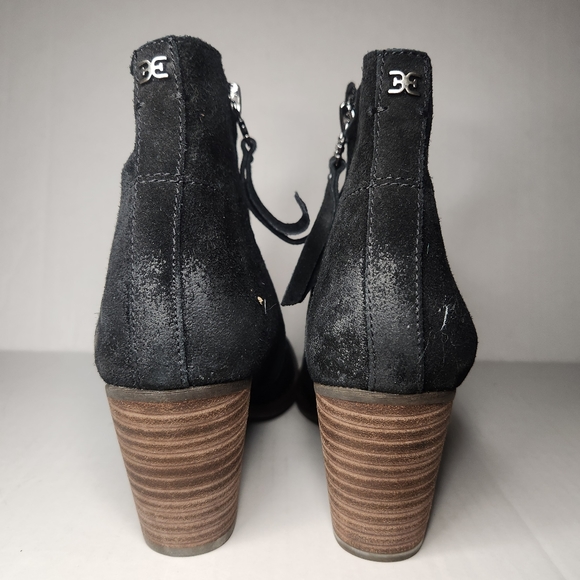 Sam Edelman Black Suede Ankle Booties Zip Up - Picture 5 of 12